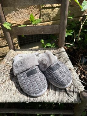 Simply Southern Plush Faux Fur Gray Slippers